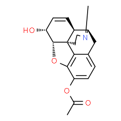 ChemSpider 2D Image | (5beta,6beta)-6-Hydroxy-17-methyl-7,8-didehydro-4,5-epoxymorphinan-3-yl acetate | C19H21NO4
