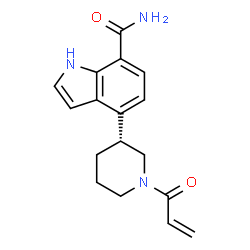 ChemSpider 2D Image | 4-[(3R)-1-Acryloyl-3-piperidinyl]-1H-indole-7-carboxamide | C17H19N3O2
