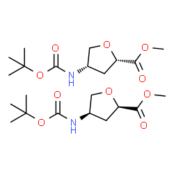 ChemSpider 2D Image | Methyl 2,5-anhydro-3,4-dideoxy-4-({[(2-methyl-2-propanyl)oxy]carbonyl}amino)-D-threo-pentonate - methyl 2,5-anhydro-3,4-dideoxy-4-({[(2-methyl-2-propanyl)oxy]carbonyl}amino)-L-threo-pentonate (1:1) | C22H38N2O10