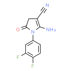 ChemSpider 2D Image | 2-Amino-1-(3,4-difluorophenyl)-5-oxo-4,5-dihydro-1H-pyrrole-3-carbonitrile | C11H7F2N3O