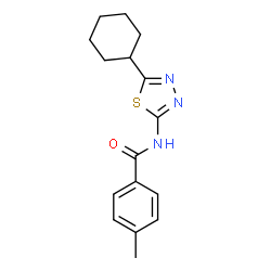 ChemSpider 2D Image | N-(5-Cyclohexyl-1,3,4-thiadiazol-2-yl)-4-methylbenzamide | C16H19N3OS