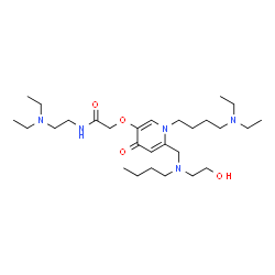 ChemSpider 2D Image | 2-[(6-{[Butyl(2-hydroxyethyl)amino]methyl}-1-[4-(diethylamino)butyl]-4-oxo-1,4-dihydro-3-pyridinyl)oxy]-N-[2-(diethylamino)ethyl]acetamide | C28H53N5O4