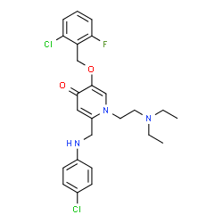 ChemSpider 2D Image | 5-[(2-Chloro-6-fluorobenzyl)oxy]-2-{[(4-chlorophenyl)amino]methyl}-1-[2-(diethylamino)ethyl]-4(1H)-pyridinone | C25H28Cl2FN3O2