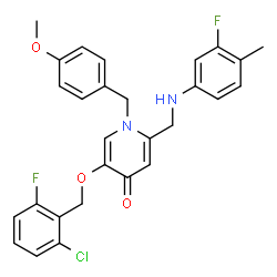 ChemSpider 2D Image | 5-[(2-Chloro-6-fluorobenzyl)oxy]-2-{[(3-fluoro-4-methylphenyl)amino]methyl}-1-(4-methoxybenzyl)-4(1H)-pyridinone | C28H25ClF2N2O3