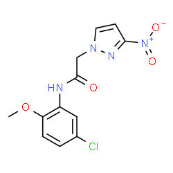 ChemSpider 2D Image | N-(5-Chloro-2-methoxyphenyl)-2-(3-nitro-1H-pyrazol-1-yl)acetamide | C12H11ClN4O4