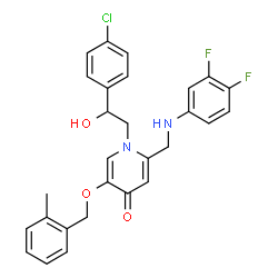 ChemSpider 2D Image | 1-[2-(4-Chlorophenyl)-2-hydroxyethyl]-2-{[(3,4-difluorophenyl)amino]methyl}-5-[(2-methylbenzyl)oxy]-4(1H)-pyridinone | C28H25ClF2N2O3