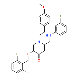 ChemSpider 2D Image | 5-[(2-Chloro-6-fluorobenzyl)oxy]-2-{[(3-fluorophenyl)amino]methyl}-1-[2-(4-methoxyphenyl)ethyl]-4(1H)-pyridinone | C28H25ClF2N2O3