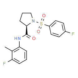 ChemSpider 2D Image | N-(3-Fluoro-2-methylphenyl)-1-[(4-fluorophenyl)sulfonyl]-D-prolinamide | C18H18F2N2O3S