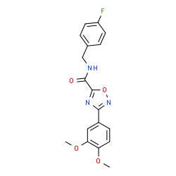 ChemSpider 2D Image | 3-(3,4-Dimethoxyphenyl)-N-(4-fluorobenzyl)-1,2,4-oxadiazole-5-carboxamide | C18H16FN3O4
