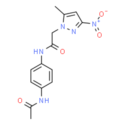 ChemSpider 2D Image | N-(4-Acetamidophenyl)-2-(5-methyl-3-nitro-1H-pyrazol-1-yl)acetamide | C14H15N5O4