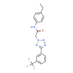 ChemSpider 2D Image | N-(4-Ethylphenyl)-2-{5-[3-(trifluoromethyl)phenyl]-2H-tetrazol-2-yl}acetamide | C18H16F3N5O