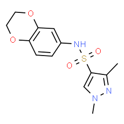 ChemSpider 2D Image | N-(2,3-Dihydro-1,4-benzodioxin-6-yl)-1,3-dimethyl-1H-pyrazole-4-sulfonamide | C13H15N3O4S