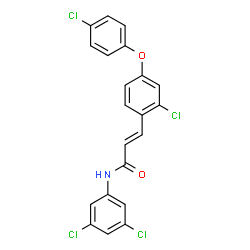 ChemSpider 2D Image | (2E)-3-[2-Chloro-4-(4-chlorophenoxy)phenyl]-N-(3,5-dichlorophenyl)acrylamide | C21H13Cl4NO2
