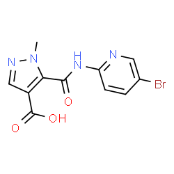ChemSpider 2D Image | 5-[(5-Bromo-2-pyridinyl)carbamoyl]-1-methyl-1H-pyrazole-4-carboxylic acid | C11H9BrN4O3