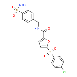 ChemSpider 2D Image | 5-[(4-Chlorophenyl)sulfonyl]-N-(4-sulfamoylbenzyl)-2-furamide | C18H15ClN2O6S2