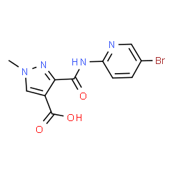 ChemSpider 2D Image | 3-[(5-Bromo-2-pyridinyl)carbamoyl]-1-methyl-1H-pyrazole-4-carboxylic acid | C11H9BrN4O3