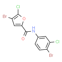 ChemSpider 2D Image | 4-Bromo-N-(4-bromo-3-chlorophenyl)-5-chloro-2-furamide | C11H5Br2Cl2NO2