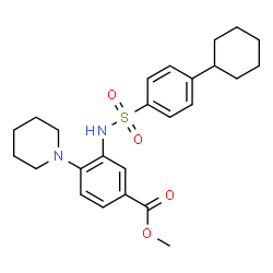 ChemSpider 2D Image | Methyl 3-{[(4-cyclohexylphenyl)sulfonyl]amino}-4-(1-piperidinyl)benzoate | C25H32N2O4S