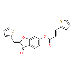 ChemSpider 2D Image | (2Z)-3-Oxo-2-(2-thienylmethylene)-2,3-dihydro-1-benzofuran-6-yl (2E)-3-(2-thienyl)acrylate | C20H12O4S2