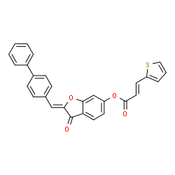 ChemSpider 2D Image | (2Z)-2-(4-Biphenylylmethylene)-3-oxo-2,3-dihydro-1-benzofuran-6-yl (2E)-3-(2-thienyl)acrylate | C28H18O4S