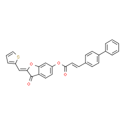 ChemSpider 2D Image | (2Z)-3-Oxo-2-(2-thienylmethylene)-2,3-dihydro-1-benzofuran-6-yl (2E)-3-(4-biphenylyl)acrylate | C28H18O4S
