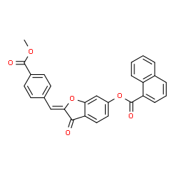 ChemSpider 2D Image | (2Z)-2-[4-(Methoxycarbonyl)benzylidene]-3-oxo-2,3-dihydro-1-benzofuran-6-yl 1-naphthoate | C28H18O6