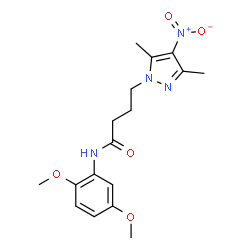 ChemSpider 2D Image | N-(2,5-Dimethoxyphenyl)-4-(3,5-dimethyl-4-nitro-1H-pyrazol-1-yl)butanamide | C17H22N4O5