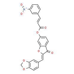 ChemSpider 2D Image | (2Z)-2-(1,3-Benzodioxol-5-ylmethylene)-3-oxo-2,3-dihydro-1-benzofuran-6-yl (2E)-3-(3-nitrophenyl)acrylate | C25H15NO8
