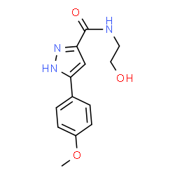 ChemSpider 2D Image | N-(2-Hydroxyethyl)-5-(4-methoxyphenyl)-1H-pyrazole-3-carboxamide | C13H15N3O3