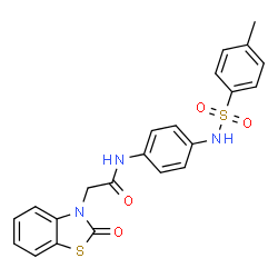 ChemSpider 2D Image | N-(4-{[(4-Methylphenyl)sulfonyl]amino}phenyl)-2-(2-oxo-1,3-benzothiazol-3(2H)-yl)acetamide | C22H19N3O4S2