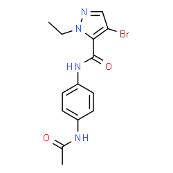 ChemSpider 2D Image | N-(4-Acetamidophenyl)-4-bromo-1-ethyl-1H-pyrazole-5-carboxamide | C14H15BrN4O2