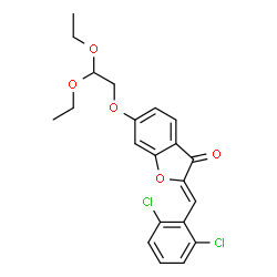 ChemSpider 2D Image | (2Z)-2-(2,6-Dichlorobenzylidene)-6-(2,2-diethoxyethoxy)-1-benzofuran-3(2H)-one | C21H20Cl2O5