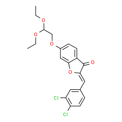 ChemSpider 2D Image | (2Z)-2-(3,4-Dichlorobenzylidene)-6-(2,2-diethoxyethoxy)-1-benzofuran-3(2H)-one | C21H20Cl2O5