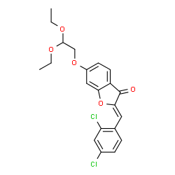 ChemSpider 2D Image | (2Z)-2-(2,4-Dichlorobenzylidene)-6-(2,2-diethoxyethoxy)-1-benzofuran-3(2H)-one | C21H20Cl2O5