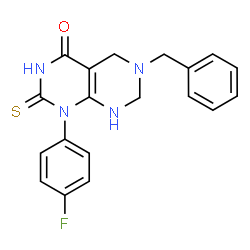 ChemSpider 2D Image | 6-Benzyl-1-(4-fluorophenyl)-2-thioxo-2,3,5,6,7,8-hexahydropyrimido[4,5-d]pyrimidin-4(1H)-one | C19H17FN4OS