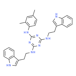 ChemSpider 2D Image | N~2~-(2,4-Dimethylphenyl)-N~4~,N~6~-bis[2-(1H-indol-3-yl)ethyl]-1,3,5-triazine-2,4,6-triamine | C31H32N8