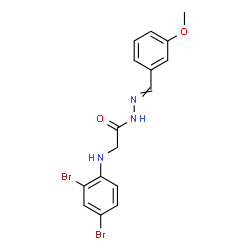 ChemSpider 2D Image | 2-[(2,4-Dibromophenyl)amino]-N'-(3-methoxybenzylidene)acetohydrazide | C16H15Br2N3O2