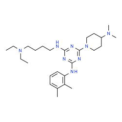 ChemSpider 2D Image | N-[4-(Diethylamino)butyl]-6-[4-(dimethylamino)-1-piperidinyl]-N'-(2,3-dimethylphenyl)-1,3,5-triazine-2,4-diamine | C26H44N8