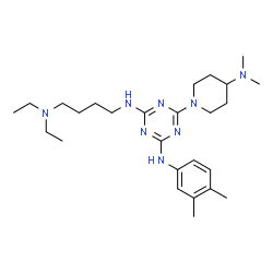 ChemSpider 2D Image | N-[4-(Diethylamino)butyl]-6-[4-(dimethylamino)-1-piperidinyl]-N'-(3,4-dimethylphenyl)-1,3,5-triazine-2,4-diamine | C26H44N8