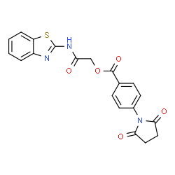 ChemSpider 2D Image | 2-(1,3-Benzothiazol-2-ylamino)-2-oxoethyl 4-(2,5-dioxo-1-pyrrolidinyl)benzoate | C20H15N3O5S