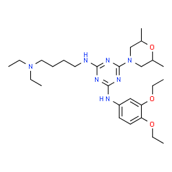 ChemSpider 2D Image | N-(3,4-Diethoxyphenyl)-N'-[4-(diethylamino)butyl]-6-(2,6-dimethyl-4-morpholinyl)-1,3,5-triazine-2,4-diamine | C27H45N7O3