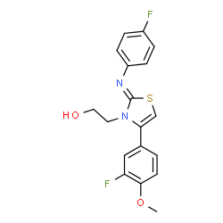 ChemSpider 2D Image | 2-[(2Z)-4-(3-Fluoro-4-methoxyphenyl)-2-[(4-fluorophenyl)imino]-1,3-thiazol-3(2H)-yl]ethanol | C18H16F2N2O2S