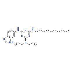ChemSpider 2D Image | N~2~,N~2~-Diallyl-N~4~-(1H-benzimidazol-6-yl)-N~6~-decyl-1,3,5-triazine-2,4,6-triamine | C26H38N8
