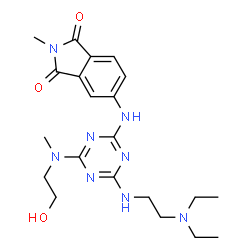ChemSpider 2D Image | 5-[(4-{[2-(Diethylamino)ethyl]amino}-6-[(2-hydroxyethyl)(methyl)amino]-1,3,5-triazin-2-yl)amino]-2-methyl-1H-isoindole-1,3(2H)-dione | C21H30N8O3