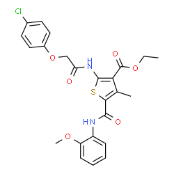 ChemSpider 2D Image | Ethyl 2-{[(4-chlorophenoxy)acetyl]amino}-5-[(2-methoxyphenyl)carbamoyl]-4-methyl-3-thiophenecarboxylate | C24H23ClN2O6S