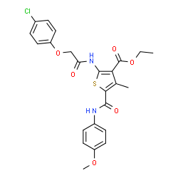 ChemSpider 2D Image | Ethyl 2-{[(4-chlorophenoxy)acetyl]amino}-5-[(4-methoxyphenyl)carbamoyl]-4-methyl-3-thiophenecarboxylate | C24H23ClN2O6S