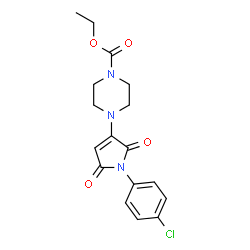 ChemSpider 2D Image | Ethyl 4-[1-(4-chlorophenyl)-2,5-dioxo-2,5-dihydro-1H-pyrrol-3-yl]-1-piperazinecarboxylate | C17H18ClN3O4