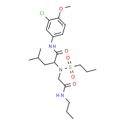 ChemSpider 2D Image | N-(3-Chloro-4-methoxyphenyl)-N~2~-[2-oxo-2-(propylamino)ethyl]-N~2~-(propylsulfonyl)leucinamide | C21H34ClN3O5S
