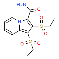 ChemSpider 2D Image | 1,2-Bis(ethylsulfonyl)-3-indolizinecarboxamide | C13H16N2O5S2