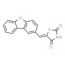 ChemSpider 2D Image | Thiazolidine-2,4-dione, 5-dibenzofuran-2-ylmethylene- | C16H9NO3S